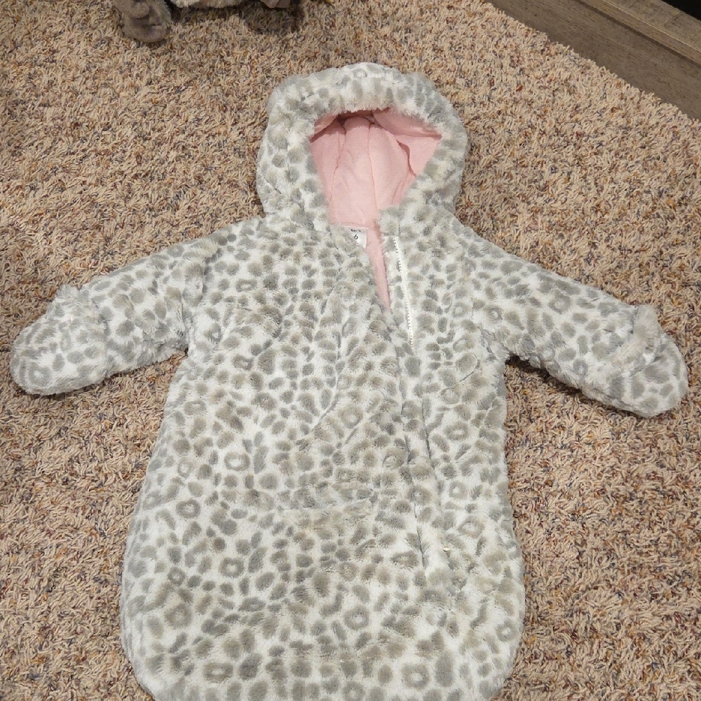 Carter's Gray Leopard Print Sleep Sack with Pink Lining